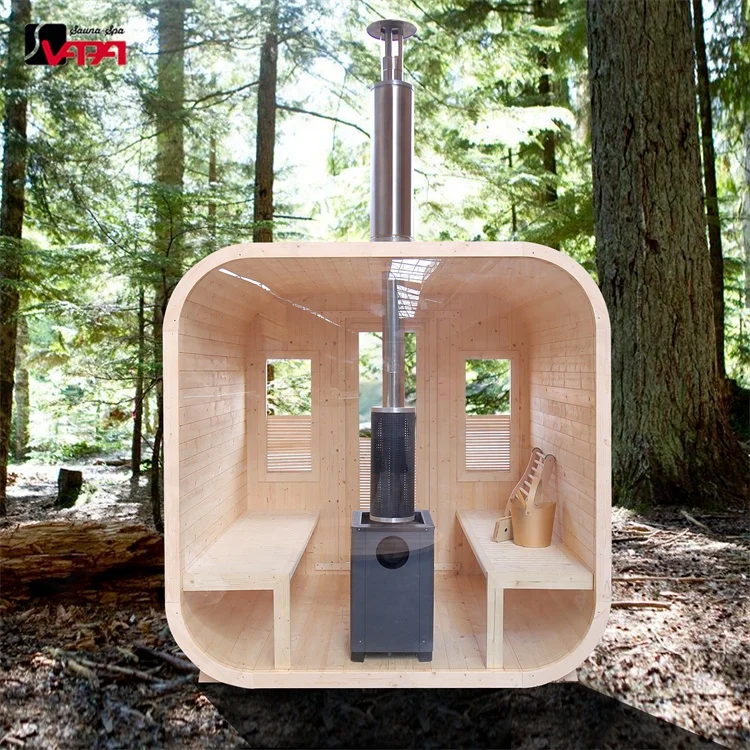 Vapasauna Direct Manufacturer * Square High Quality Pine Wood Modern Outdoor Material 1800*2400*2400MM Sauna Room 8 Persons