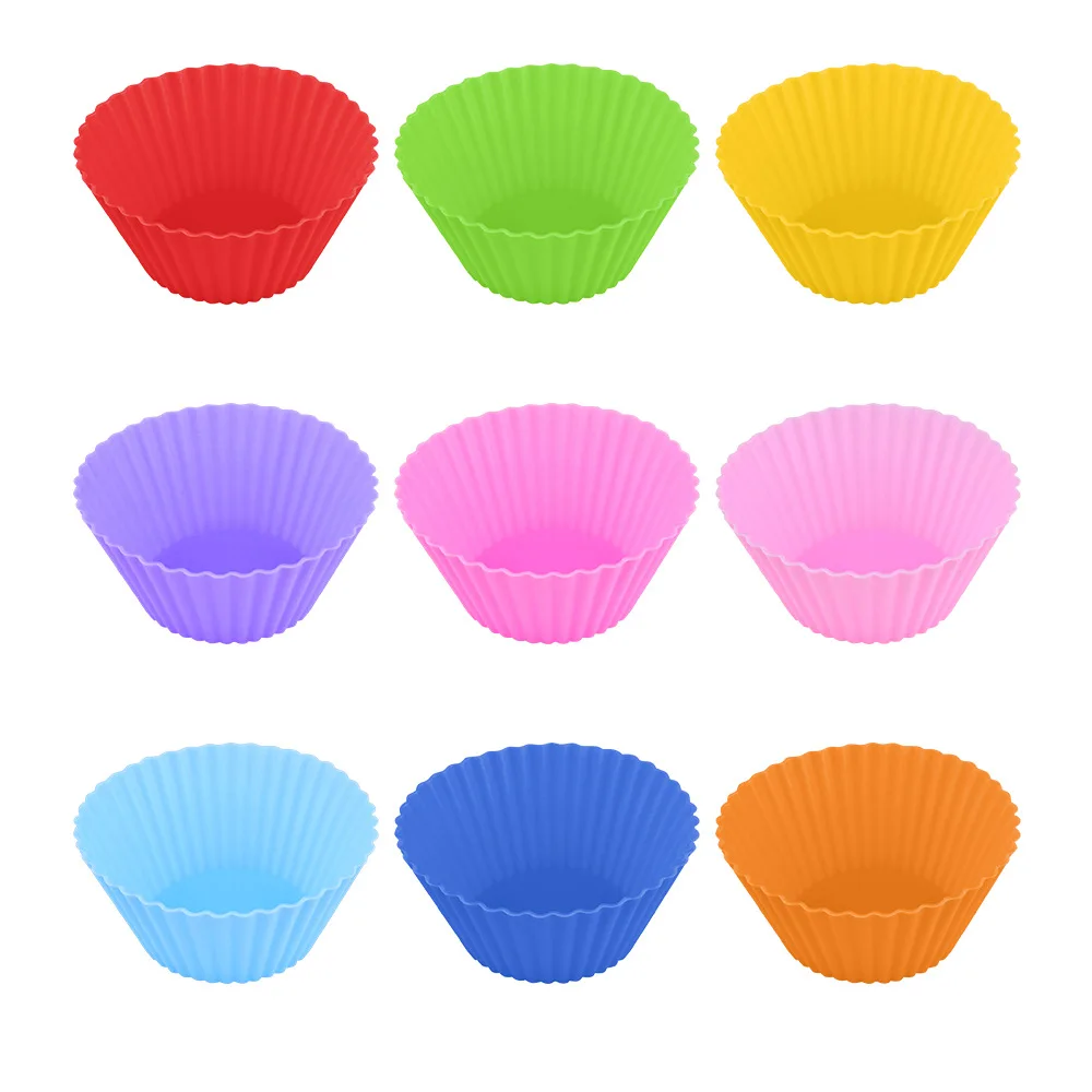 Wholesale Silicone Baking Cups Colorful Non-Stick Cup Cake Molds Reusable Muffin Liners Christmas Gift Rubber Cupcake Holder