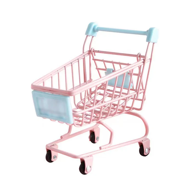 Home Cosmetics Desktop Storage Cart Supermarket Iron Metal Mini Toy Shopping Cart