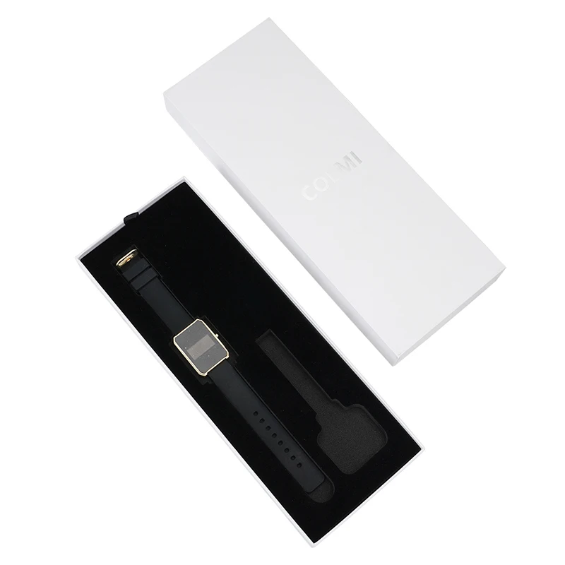 Custom logo single cardboard smart leather band watch box long watch packing box with EVA foam insert