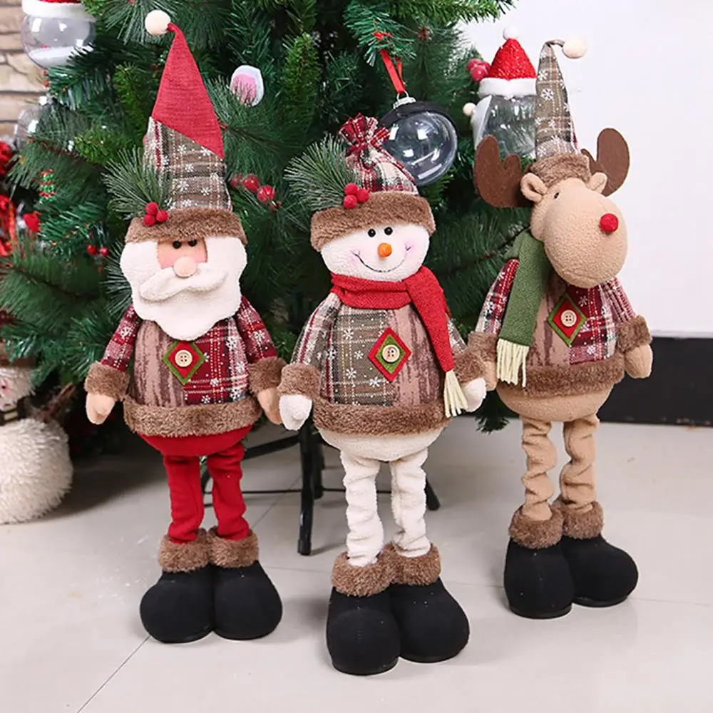 Christmas Dolls Tree Decor New Year 2022 Ornament Reindeer Snowman Santa Claus Standing Doll Decoration Merry Christmas