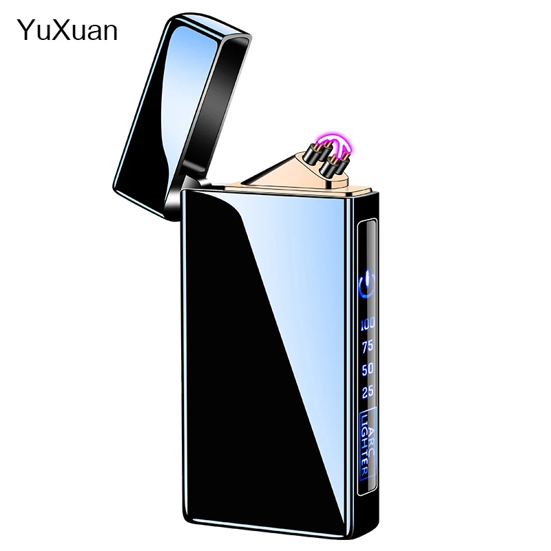 2023 Windproof Electric LIGHTER Customized Logo Plasma Dual Arc Flameless Cigarette Lighter