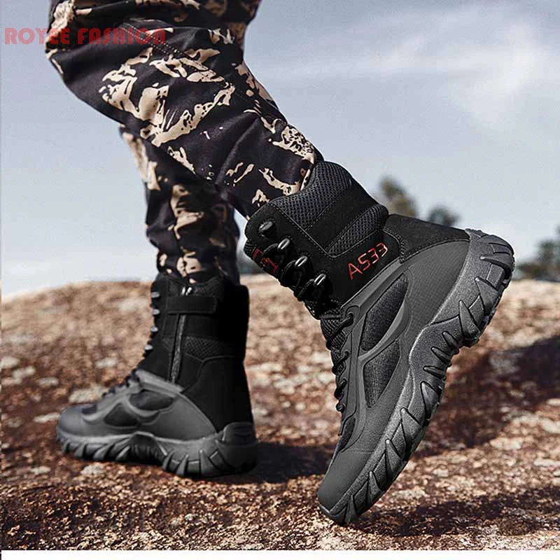 Factory Wholesale Winter Warm Men Desert Boots High Shoes Hiking Outdoor Combat Climbing Tactical