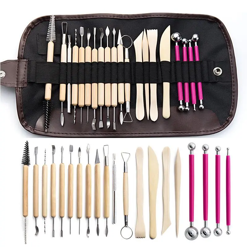 Cross-border clay tools 20-piece set, ceramic figure making, carving knife, pill stick, pen curtain, stone plastic clay tools