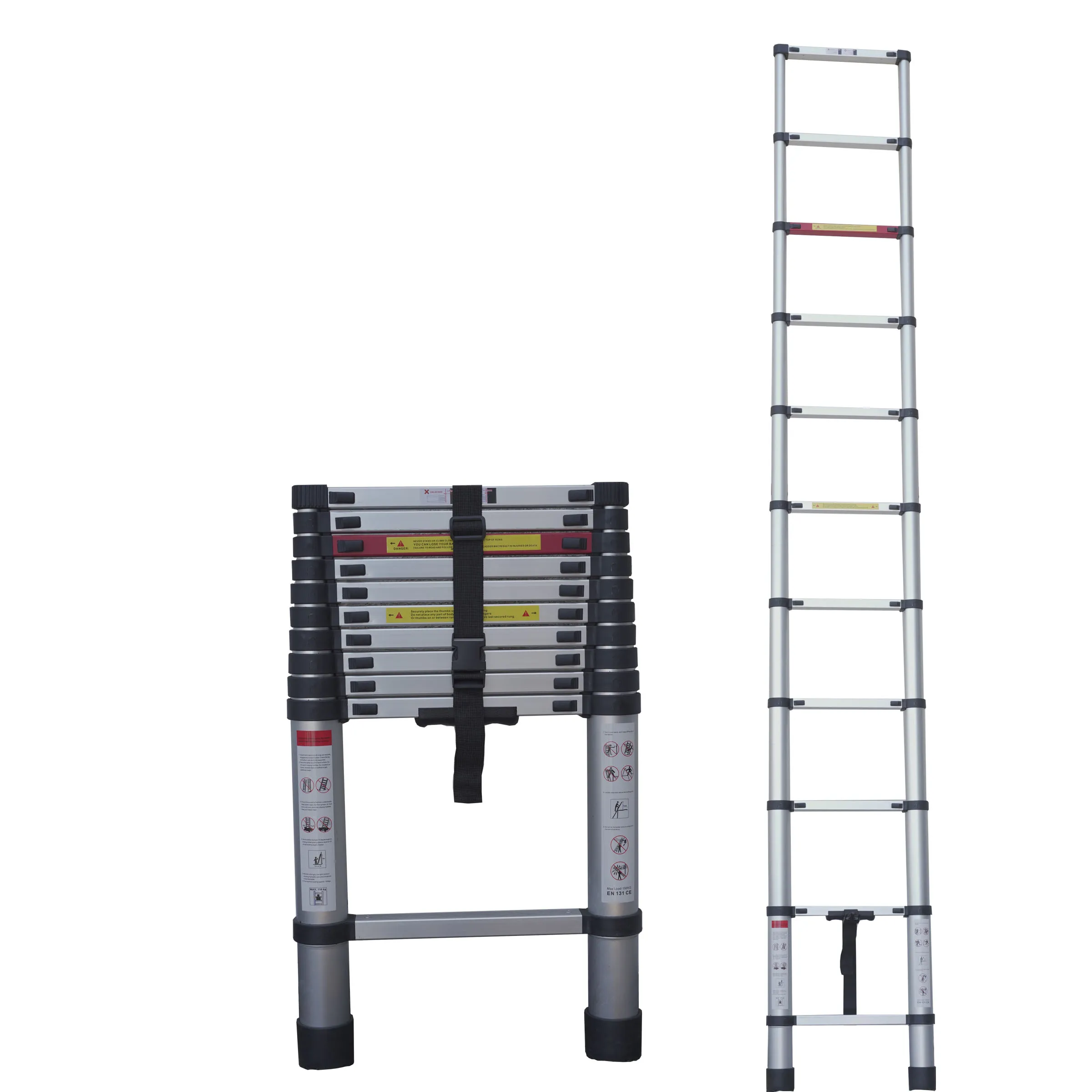 3.8m Aluminium a Type Double Telescopic Stair Ladder EN131-6 Single Straight Ladders Domestic Ladders EN131