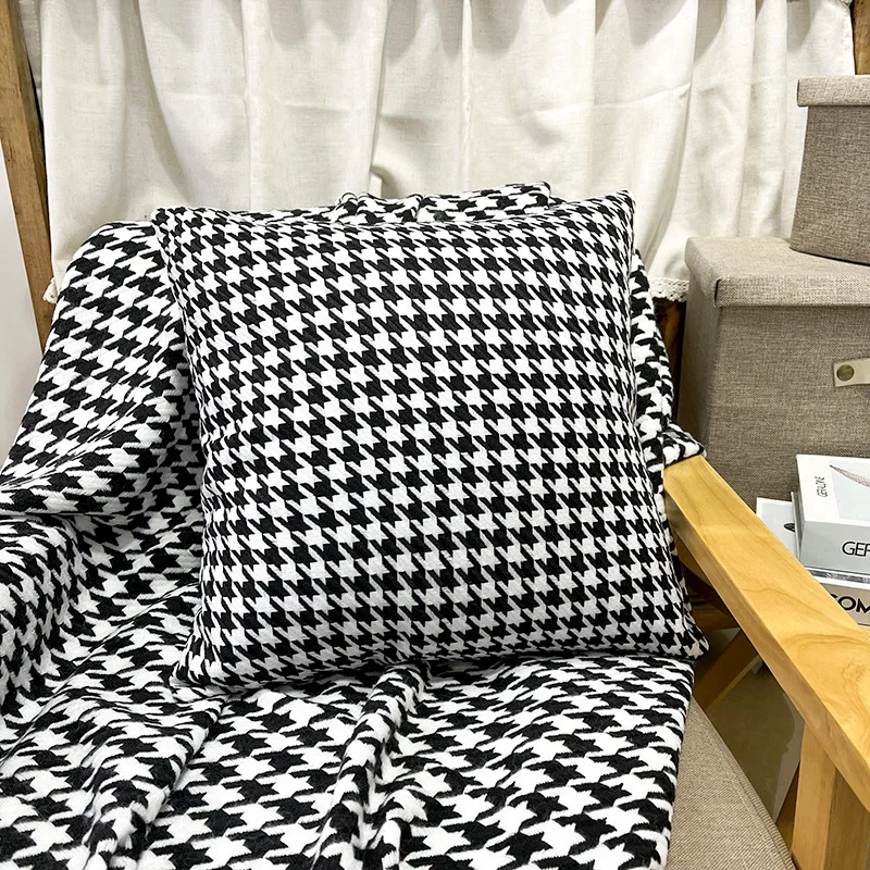 Hot sale Thousand-bird check sofa knitted blanket office nap blanket bed set up bed flag bed end blanket