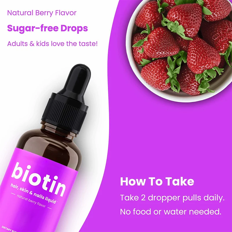 OEM Wholesale Hair Vitamins Biotin Supplement Biotin Liquid Drops Biotin Plus 10000 mcg for Hair Skin Nails