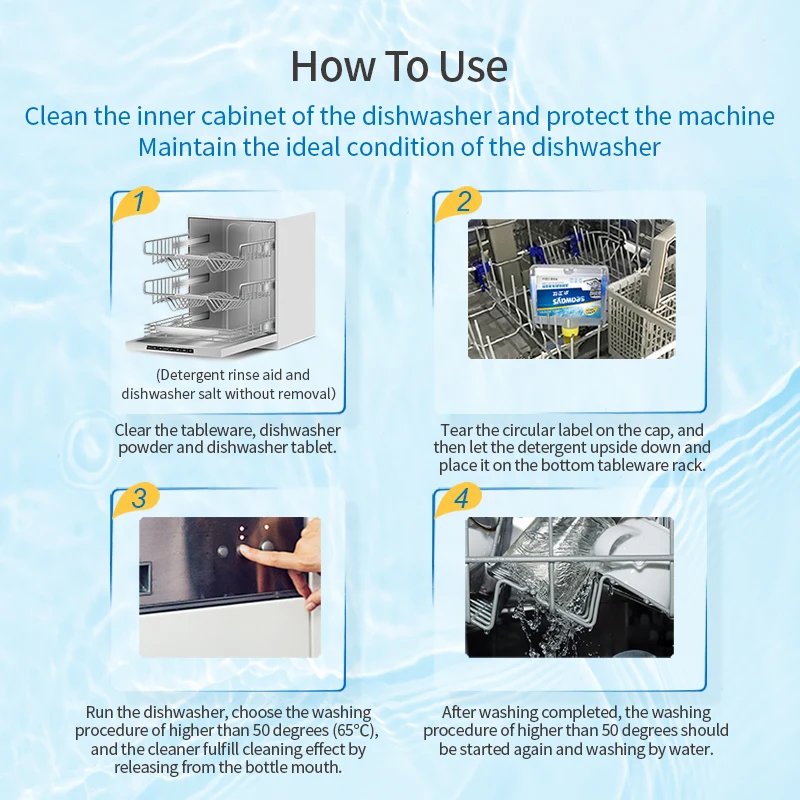 Eco-friendly Dishwasher Cleaner Deep Cleans All Brands and Models Machine Descales and Deodorizes Interior