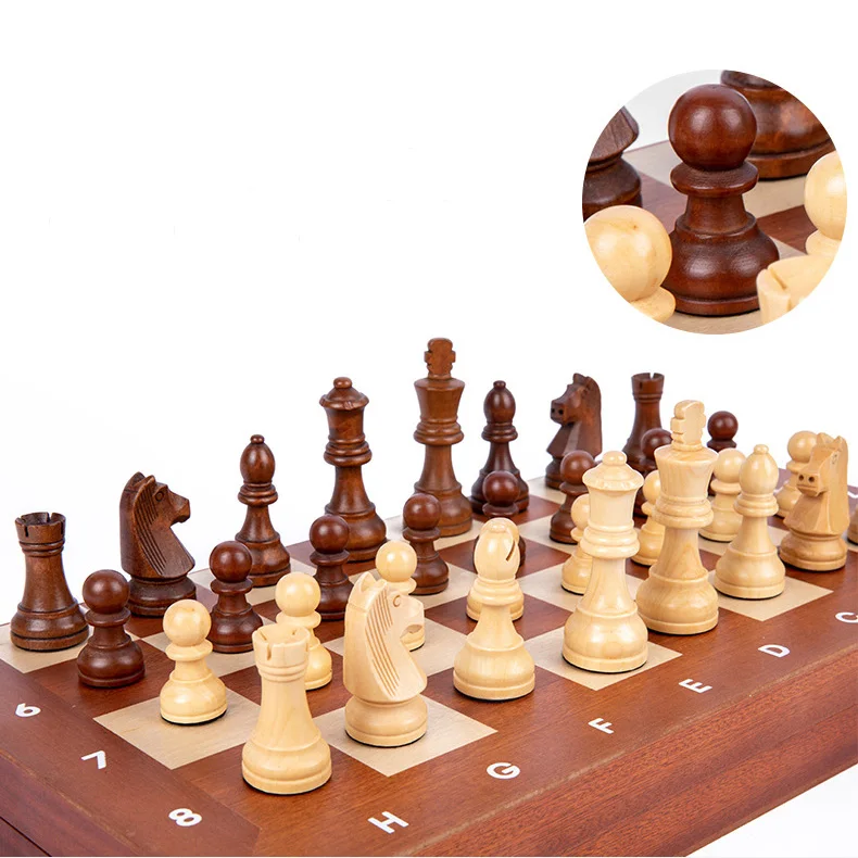 Wholesale Customized Large Luxury Board Game Foldable Chessboard Magnetic Wooden International Chess Set