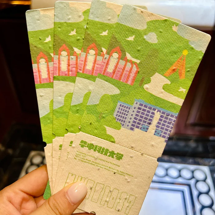 Biodegradable Custom Gemination Gift Seed Bookmarks Paper with Fully Visible Seeds