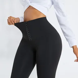 New Custom Logo Compression Adjust Hooks Tummy Trimmer Waist Trainer Pants FitnesS High Waist Yoga Pants Leggings Women