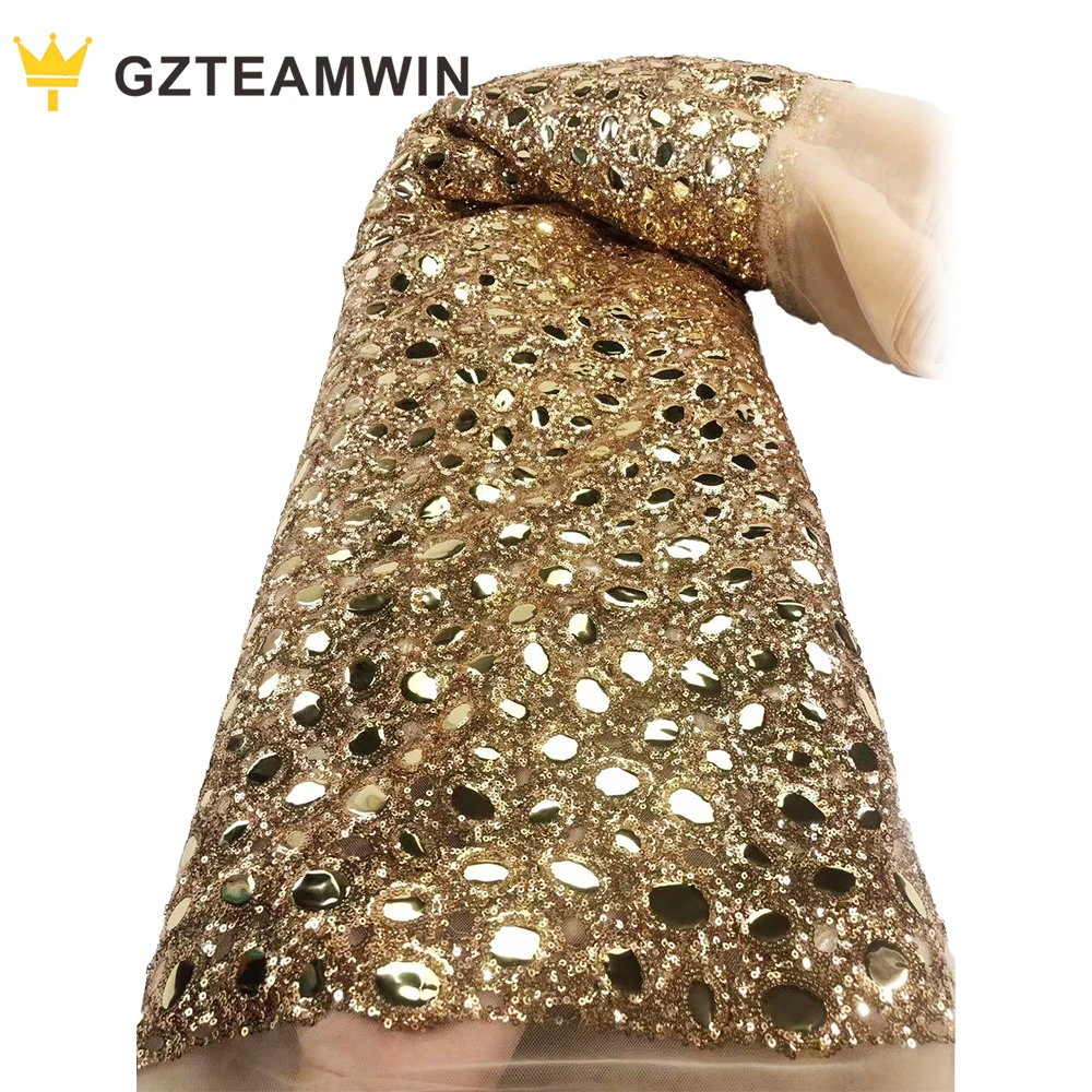 Customization Garment Accessories Machine woven Lace Polyester Eco Friendly Sequins Bridal Wedding Party african fabric lace