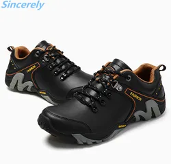 dropshipping outdoor sport shoes men genuine leather climbing hiking trekking  fashion sneakers jogging  men shoes