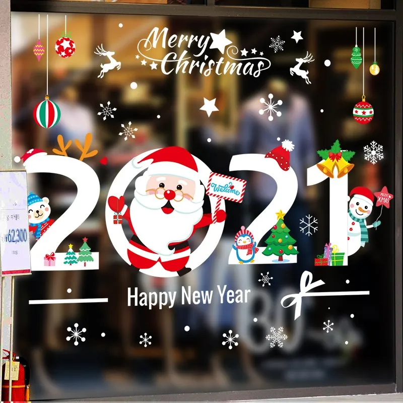 Factory Printed Custom Decal Double Sided Window Reverse Christmas Snowflake OEM Clings Christmas Window Decals Stickers