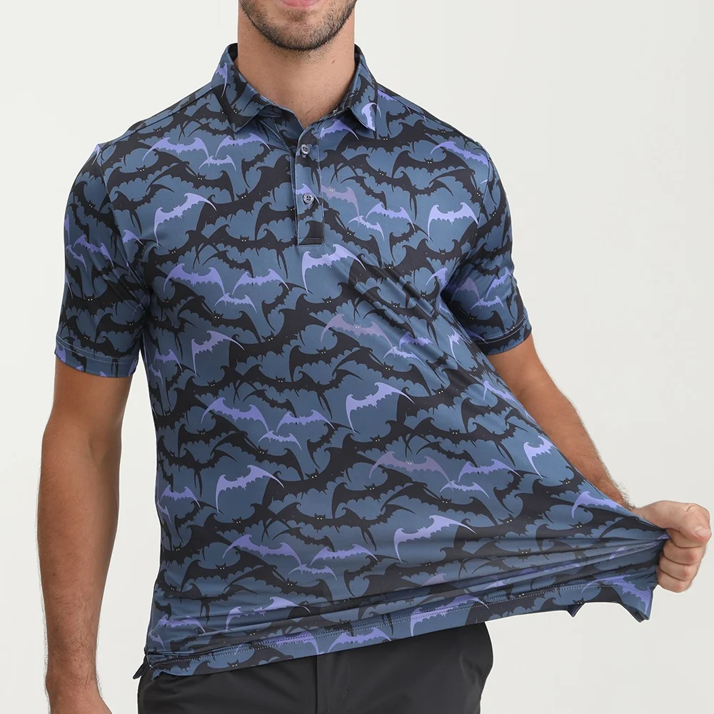 2024 Golthan Custom Logo Embroidered Dry Fit Hallowmas Day American Apparel All Over Sublimation Printing Golf Polo Shirt