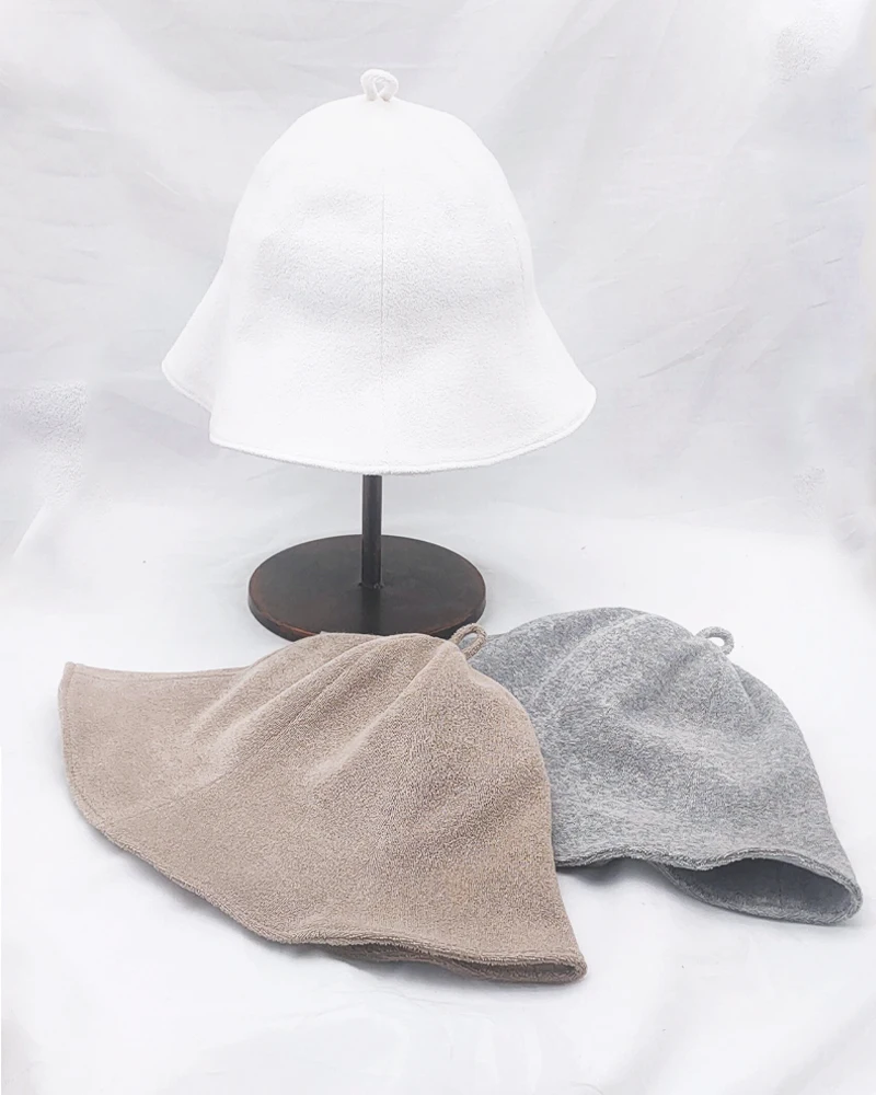 Customized Folding Outdoor Plain Fishing Hats Knitting Bucket Hat Solid Color For Women Toweling Sauna Hat