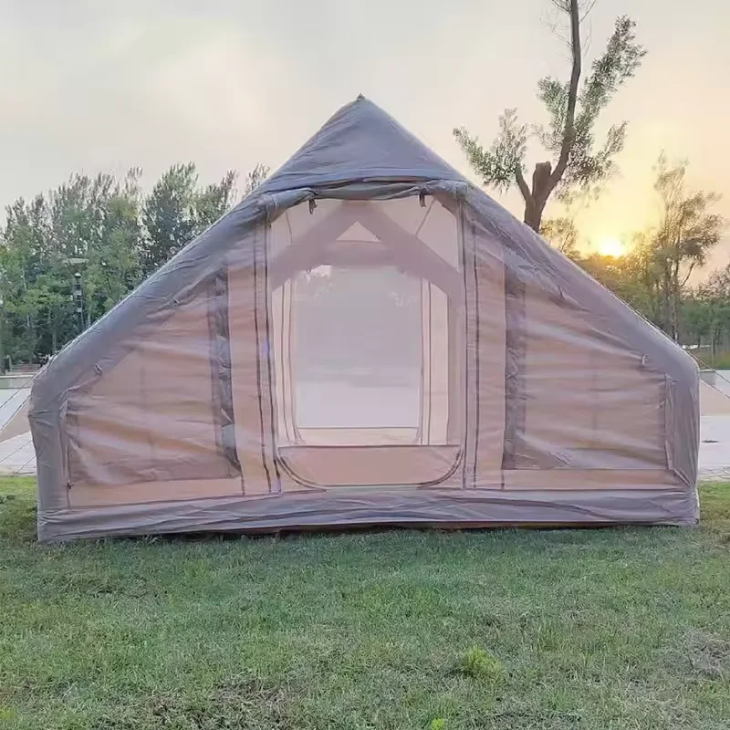 6.3 square meter integrated outdoor rainproof and warm camping inflatable tent