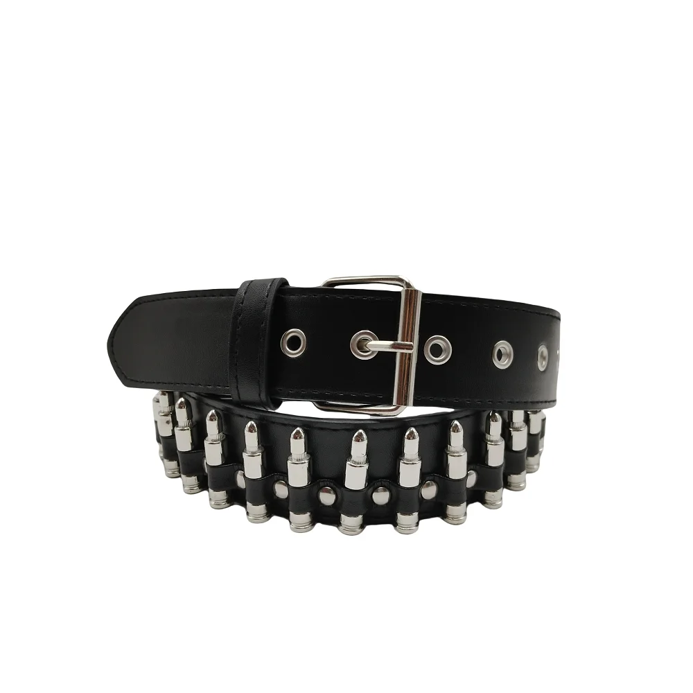 Fashion Metal Bullet Rivets European American Style Alloy Buckle Women PU Belts