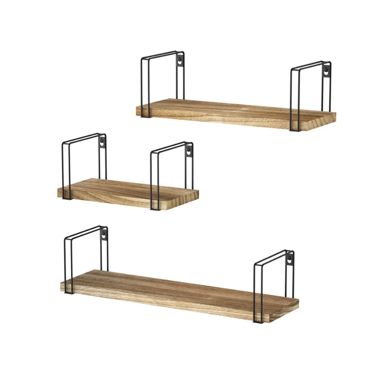 Farmhouse rustic wooden wall shelves home decor floating display shelf