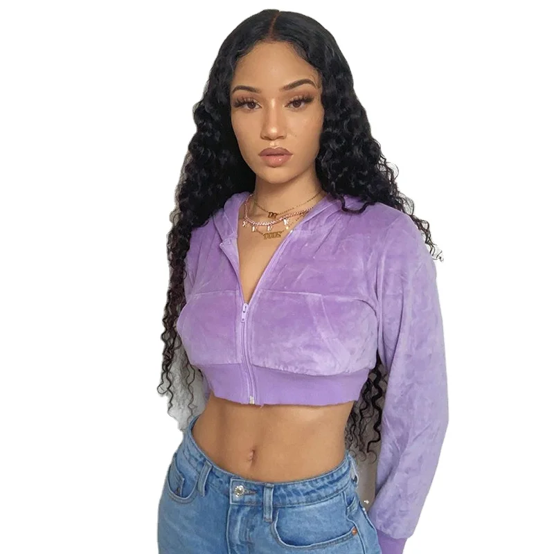 
Autumn fashion pure color zipper women croptop corset cropped hoodie 