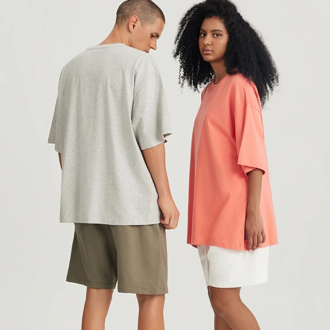 Manufacturer 245 GSM Blank Box Tee Shirt Boxy Fit Crop TShirt Oversized Heavyweight 100% Cotton T-Shirt Men