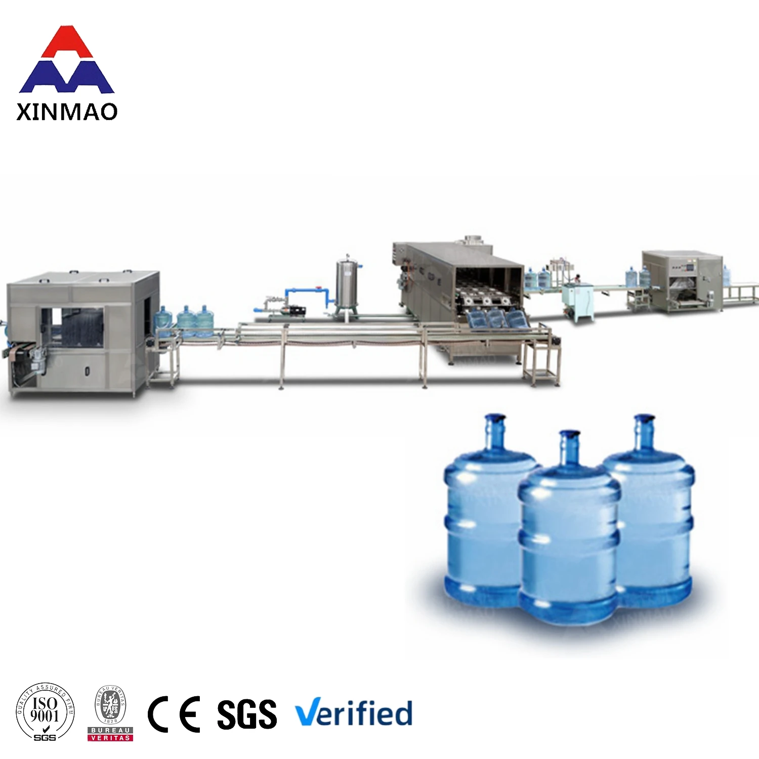 XINMAO 300BPH Automatic 20 Liter Barrel 5 Gallon Water Bottling Filling Machine