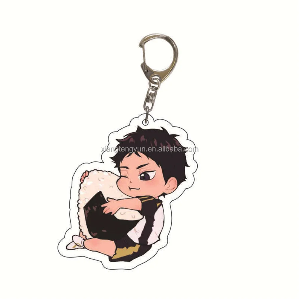 Chain Acrylic Cartoon Figure Keychains Metal Holder Key Ring Jewelry Gifts