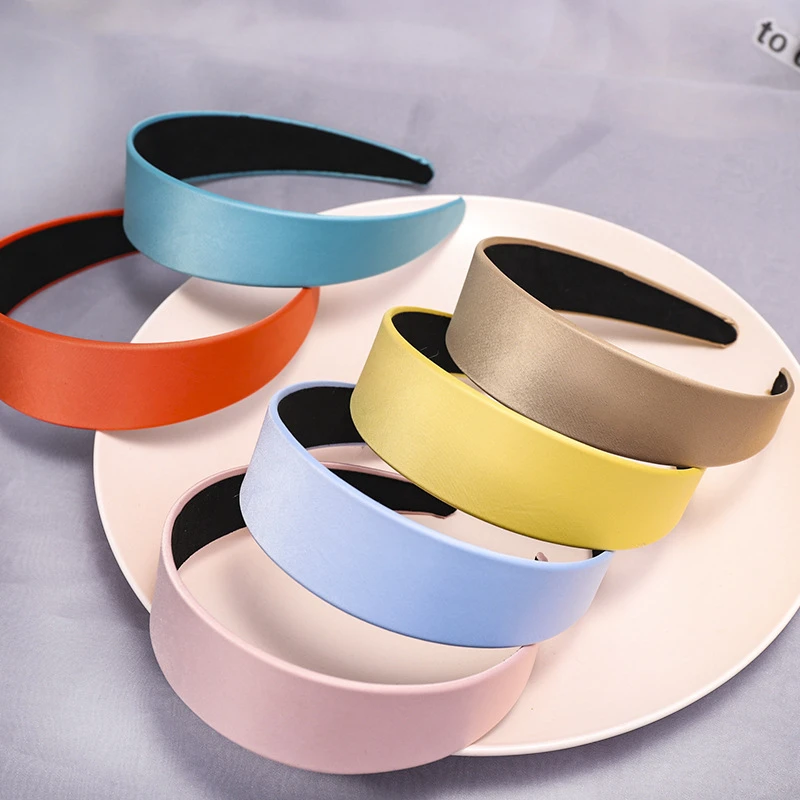 Fashion Korean Hair Accessories Candy Color Wide Plain Headbands for Girls Makeup