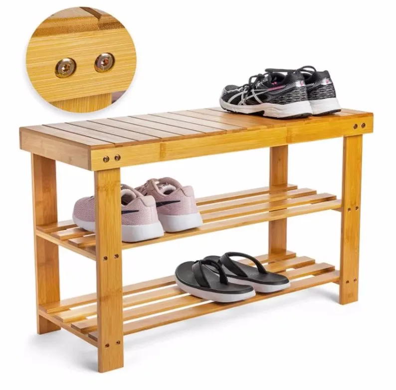 bamboo craft Shoe Rack Bench  Holds and Sitting Stand Bamboo Shoe Footwear Rack Organiser Wooden Storage Shelves Stand Shelf