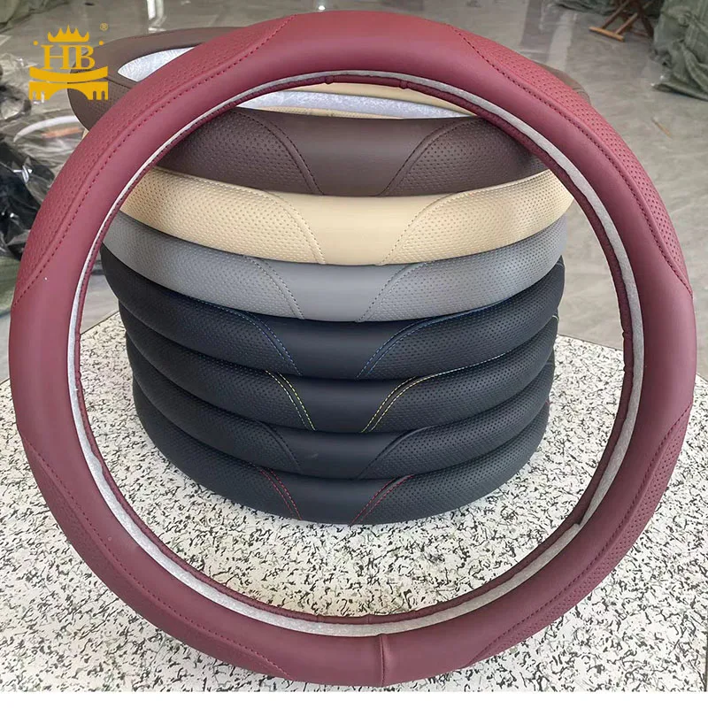 Factory cheap price car steering wheel cover fiber leather durable 15 inch steering wheel covers