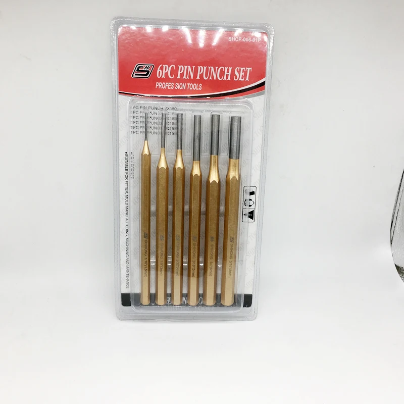 6 pcs Chrome Vanadium Steel Pin Punches set for auto and machine repairment
