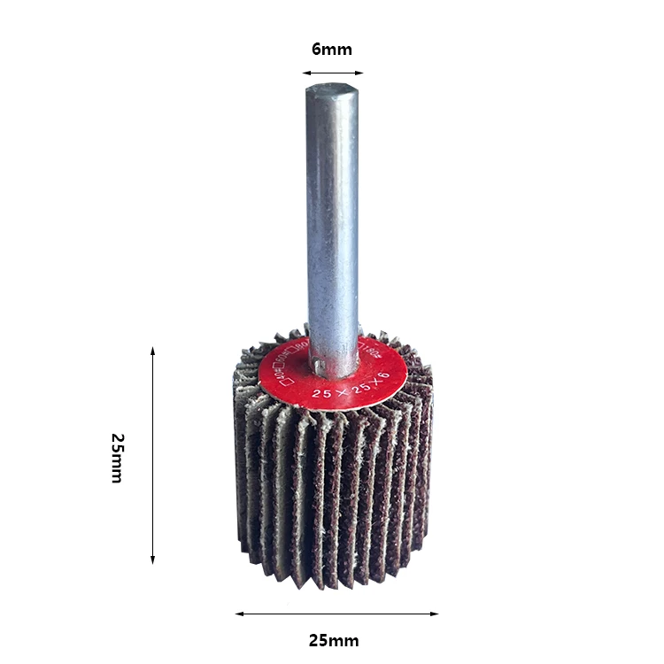 25x25x6mm aluminum oxide grit 80 abrasive grinding head Shaft-mounted Flap wheel with shaft for polishing