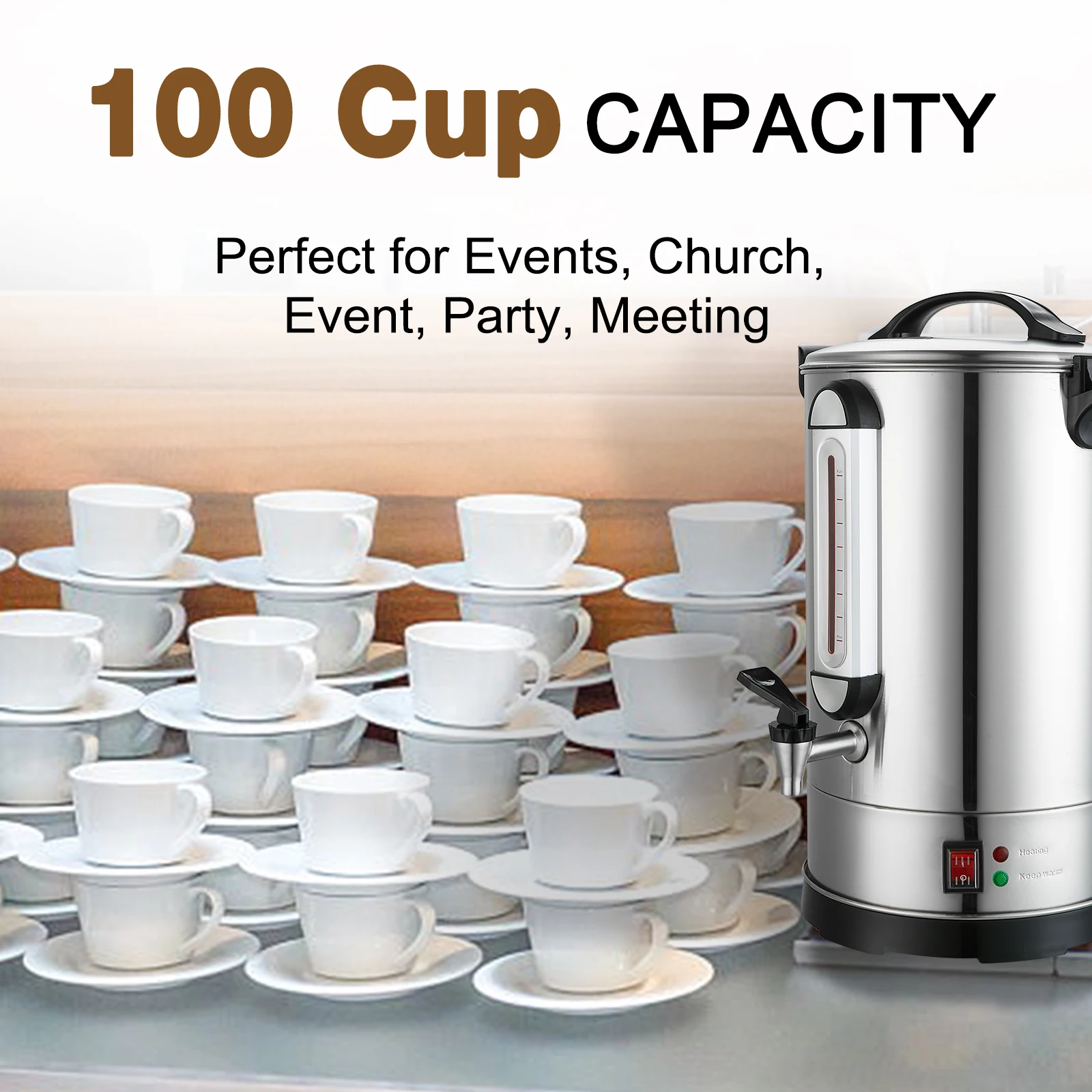 Coffee Percolator 2023 Commercial 304 Double Wall Stainless Steel Electric Silver Removable Cappuccino Machine 950-2000W 30-180