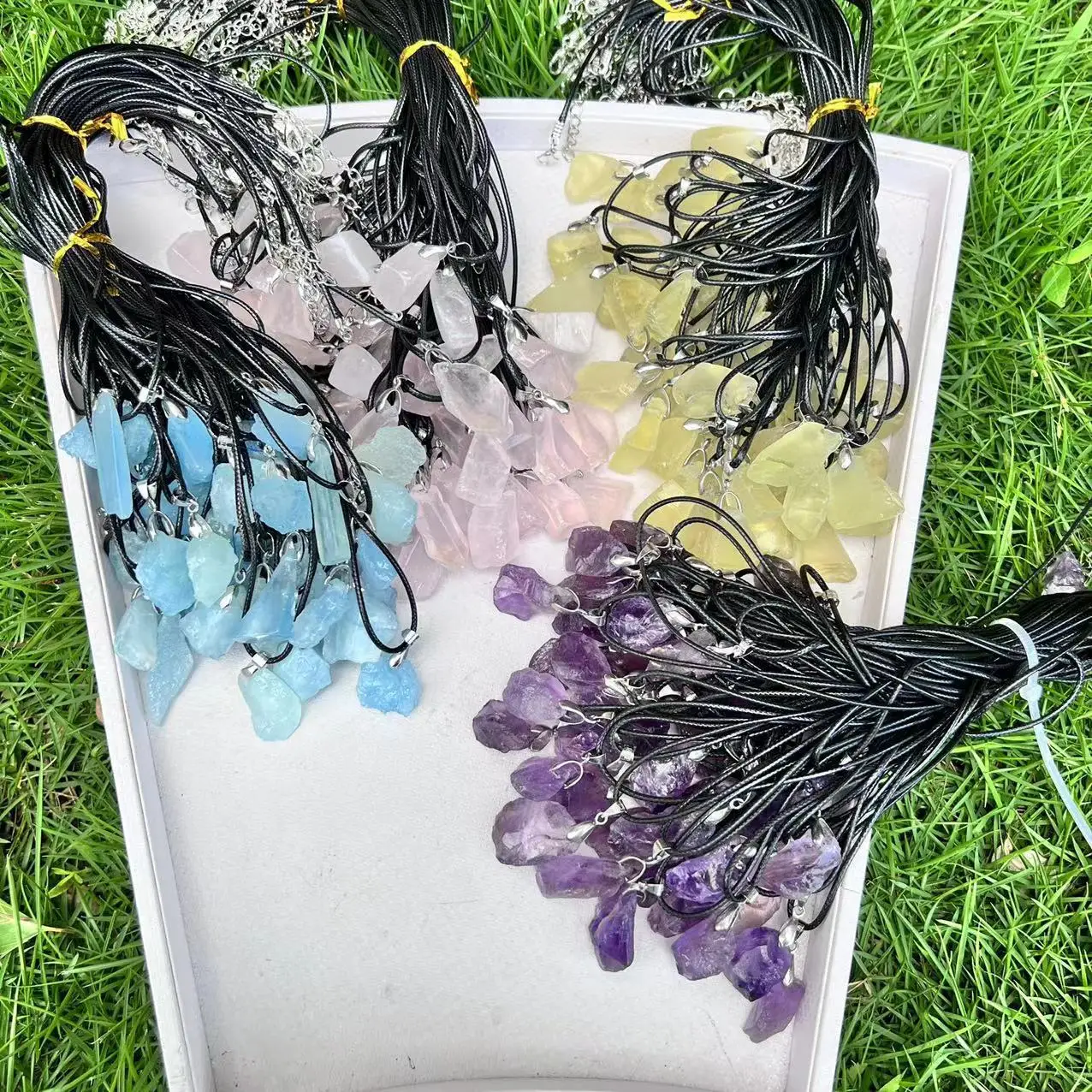 Reiki Healing Irregular Gemstone Natural Quartz Crystal Citrine Rock aquamarine Rough Raw Amethyst Stone Pendants Necklace