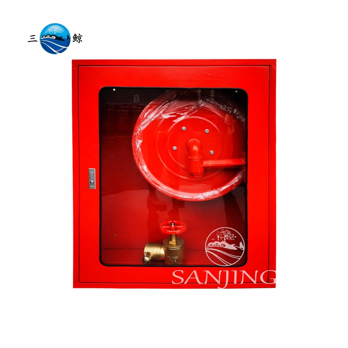 Wall Mounted Carbon Steel 1.0mm Thickness Single Metal Door Fire Hose Reel Cabinet