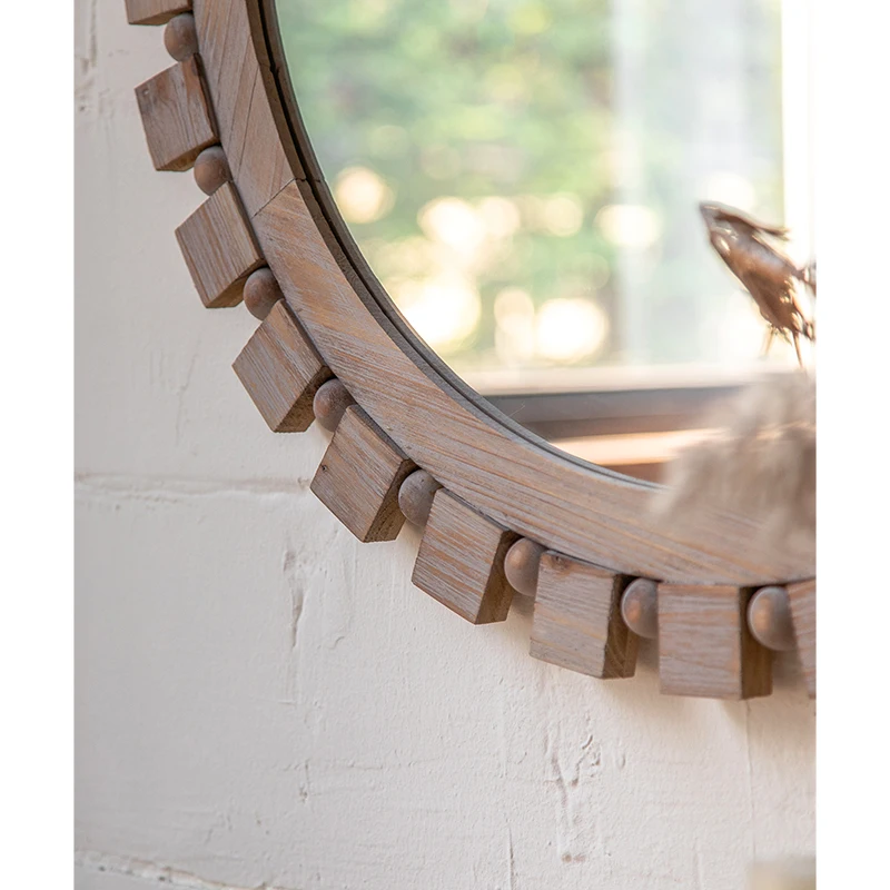 antique wood frame mirror nordic retro simple decorative mirror bedroom dressing wall mirrors home decor