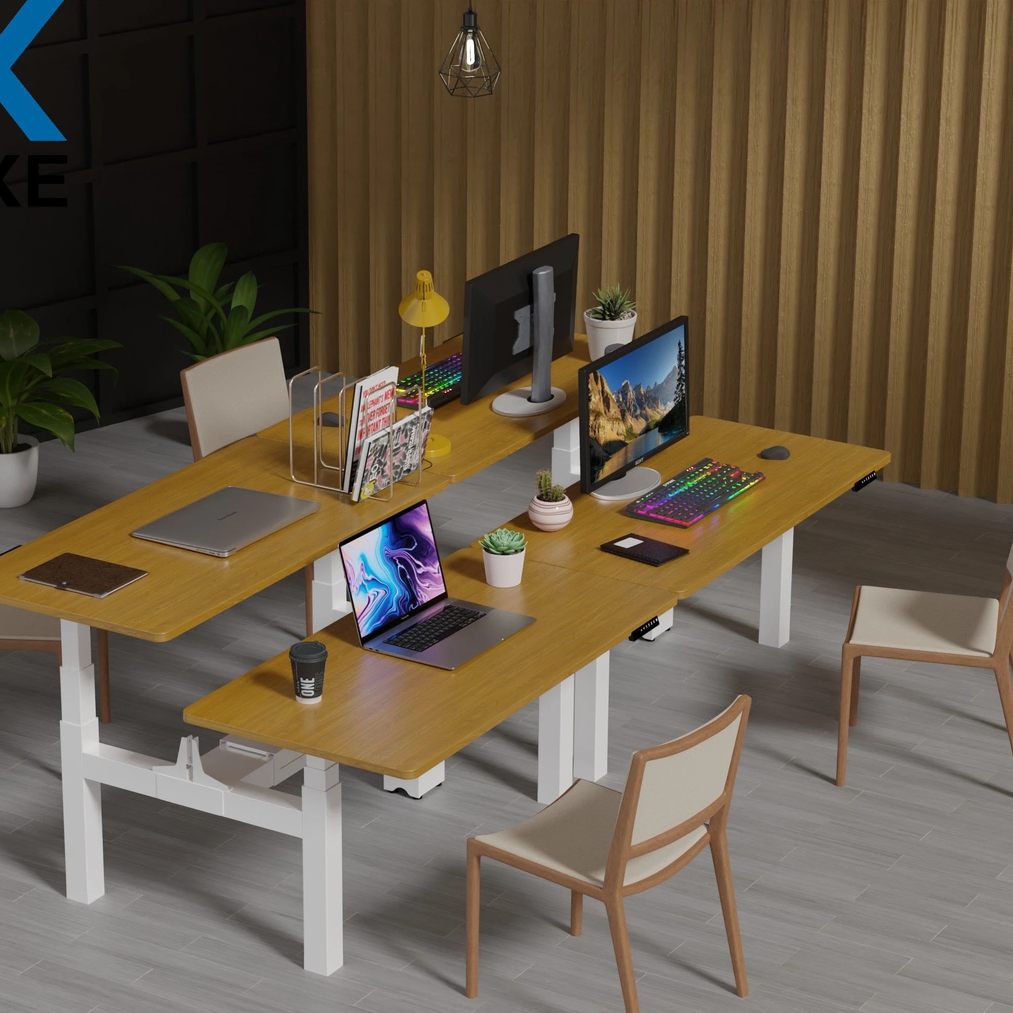 Support customized ergonomic electric height stand office computer face to face workstation  height adjustable desk