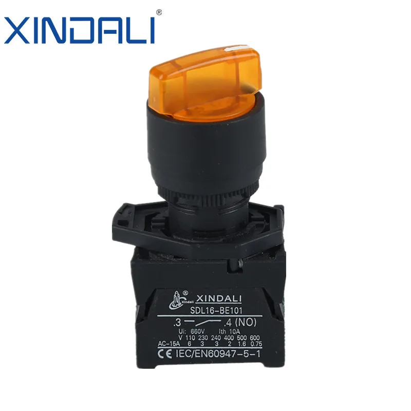 XDL21-EK2565 Illuminated Selector Switch Rotary Knob Two or Three Position Switch with LED SB5 Stay Put 22mm Push Button Switch