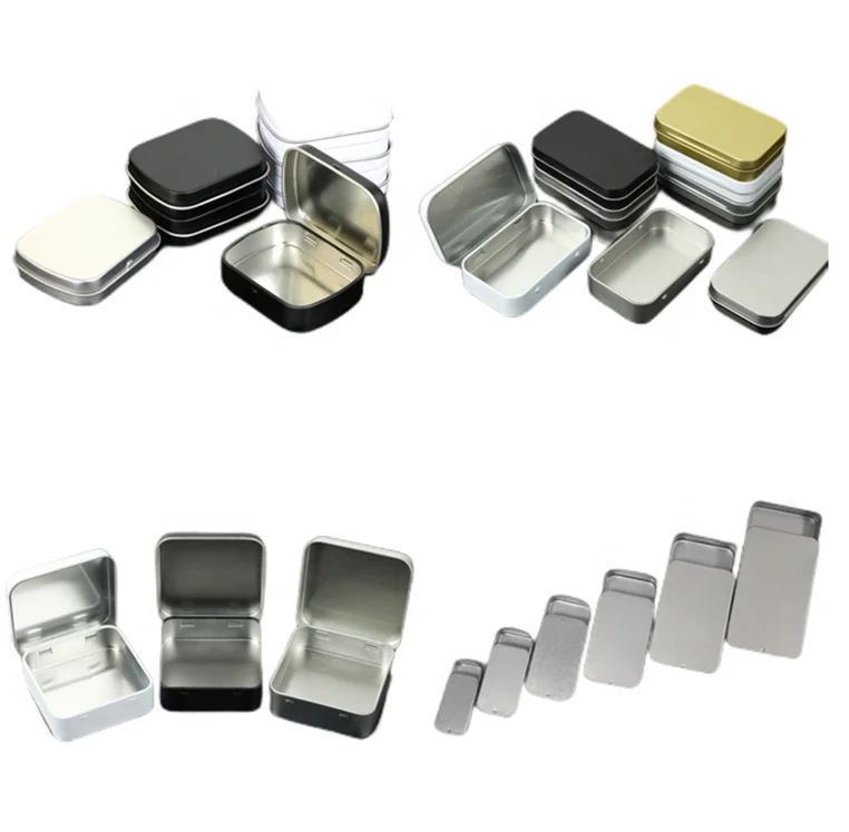 Rectangular Empty Black Sliver Stocking Mini slide lid tin box Mint Candy Tinplate Rectangle Tin Box