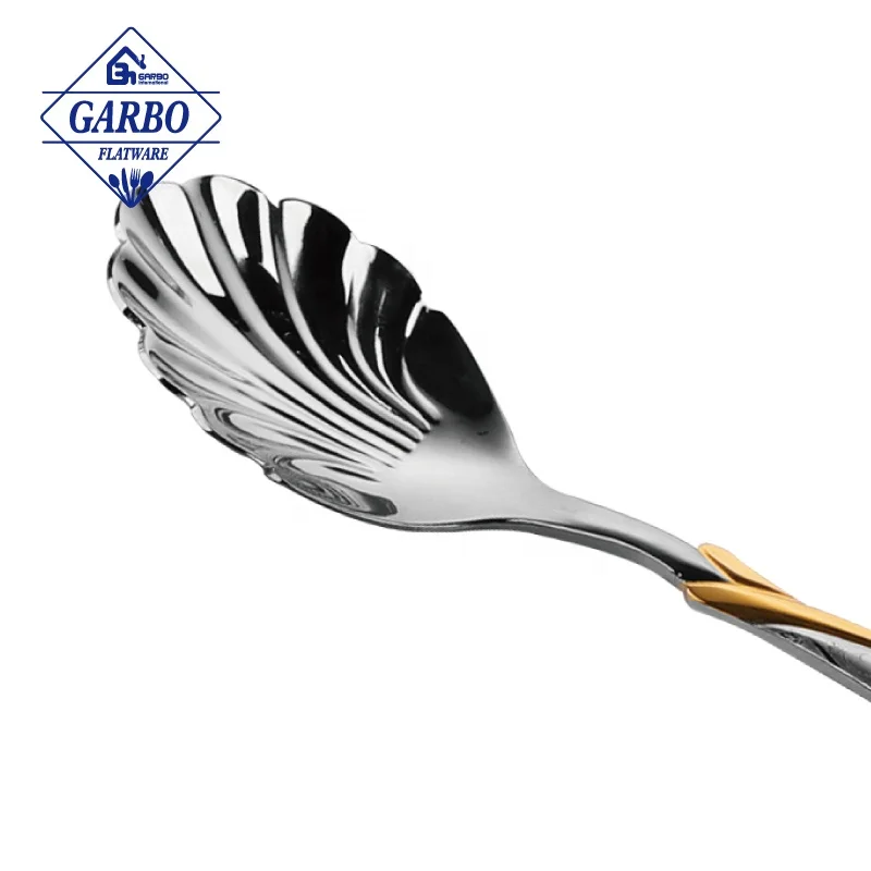 430 18-0 High quality Polished Engraved Gold Painting Handle Stainless Steel 201 Material Middle East Hot Sales Dinner Spoon