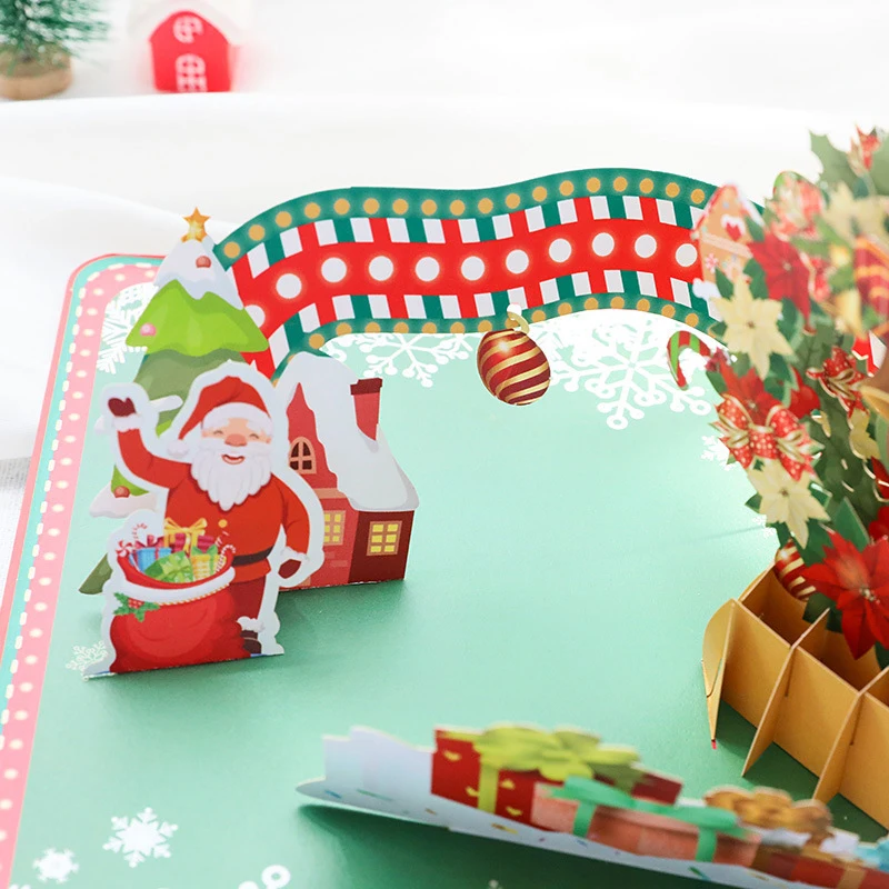 Christmas greeting card creative three-dimensional card 3d Christmas wreath gift small card design provides samples