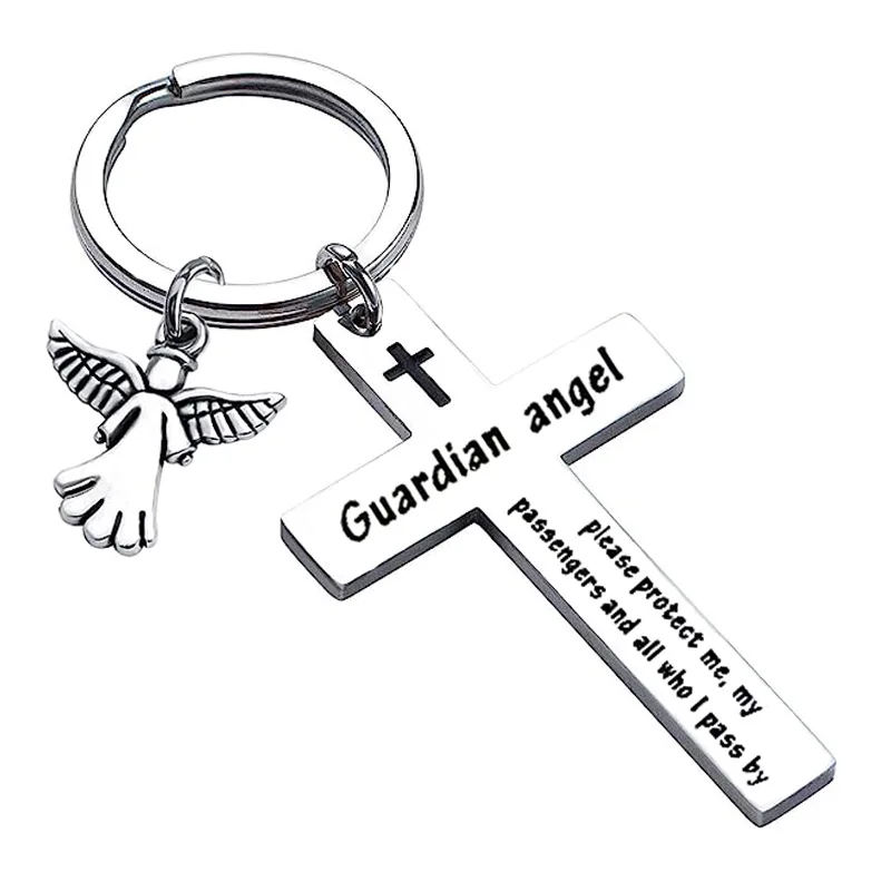 Christian Gifts for Baptism Jesus Cross bible verse keychain Inspirational Bible Verse Religious Baptism guardian angel keychain