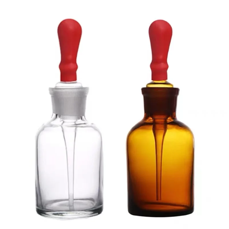 Wholesales Clear Glass Amber Glass Dropping Bottle With gound-in pipette and latex nipple