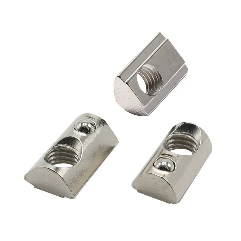 M4 M5 M6 M8 1/4-20 5/16-18 Slot8 Roll in Spring Loaded Ball Elastic Nuts T Slot Nut for 40x40 Aluminum Profile