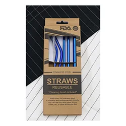 Food Grade Stainless Steel Straws and Brush set Tumbler Accessories