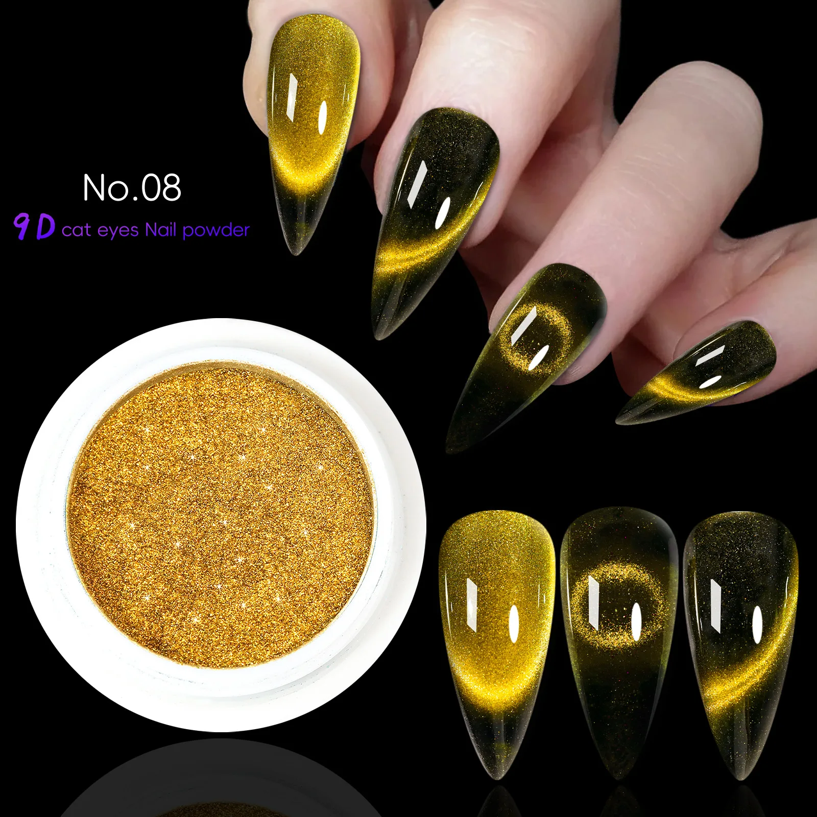 New 10 Color 9D Cat Eye DIY Nail Glitter Chrome Powder Magnetic Nail Magic Pigments Powder