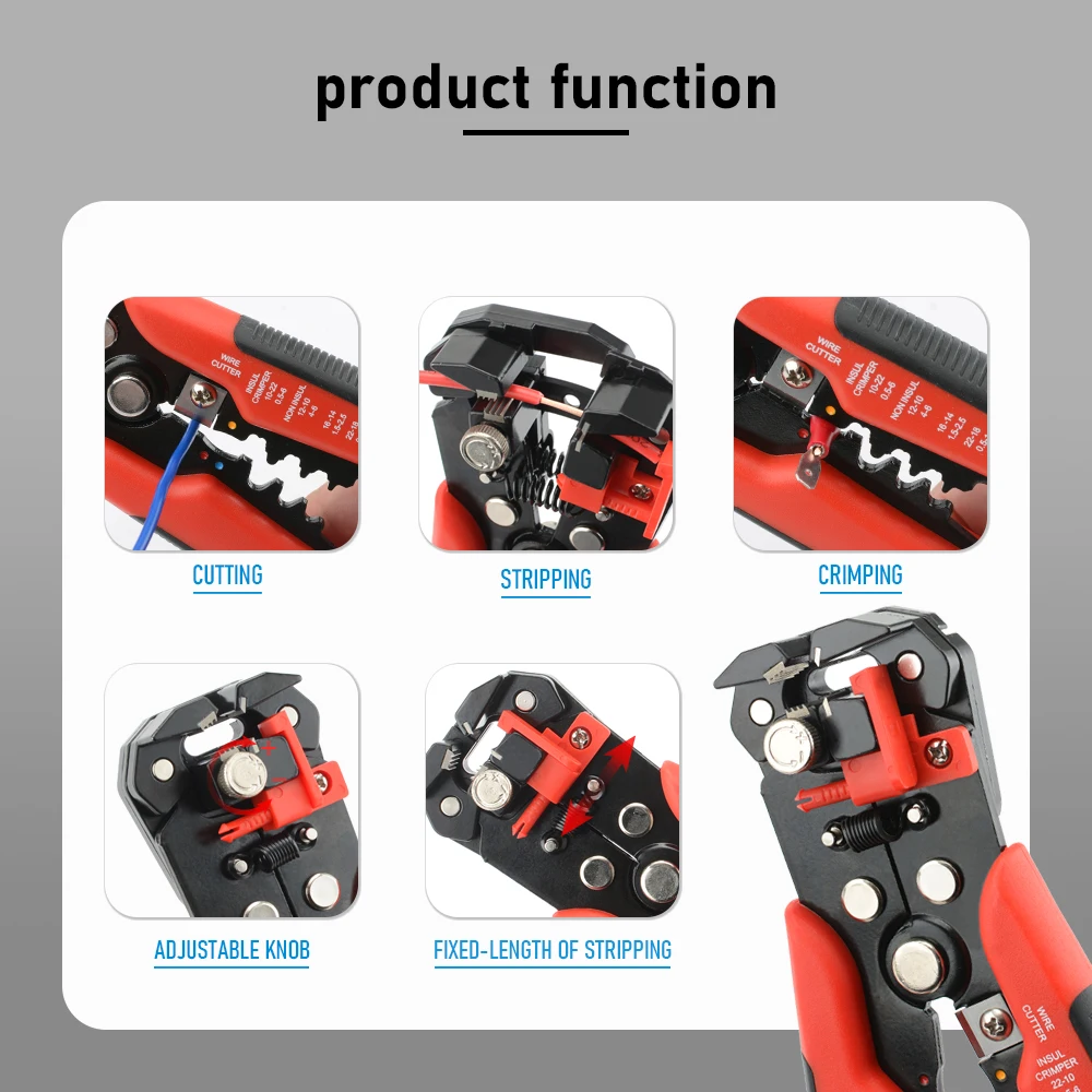 Professional Electrician Wire Tool Cable Wire Stripper Cutter Crimper Automatic Crimping Stripping Plier