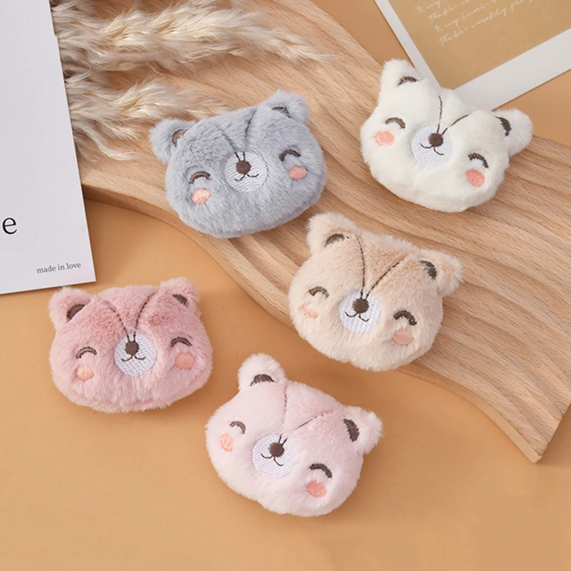 New Arrival Cotton Color Fox Fur Three -Dimensional Cute Fabric Smile Bear Doll Handmade Embroidery Doll Brooch Accessories