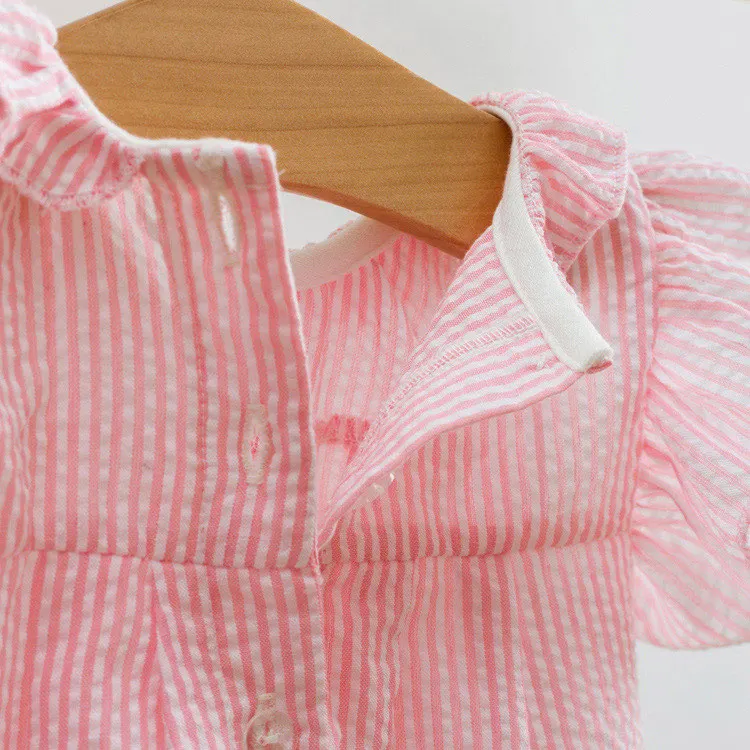 F1699 Breathable Yarn Dyed Cotton Baby Dress Summer Fancy Dresses for Baby Girl