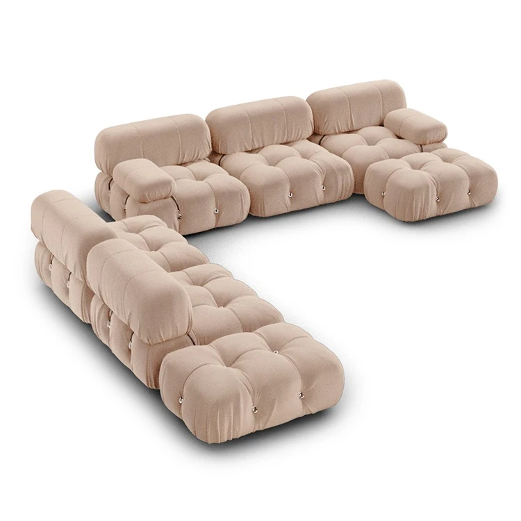 Luxury L Shape Hotel Lobby Sofa Corner Couch Velvet Fabric Modular sectional sofa living room furniture